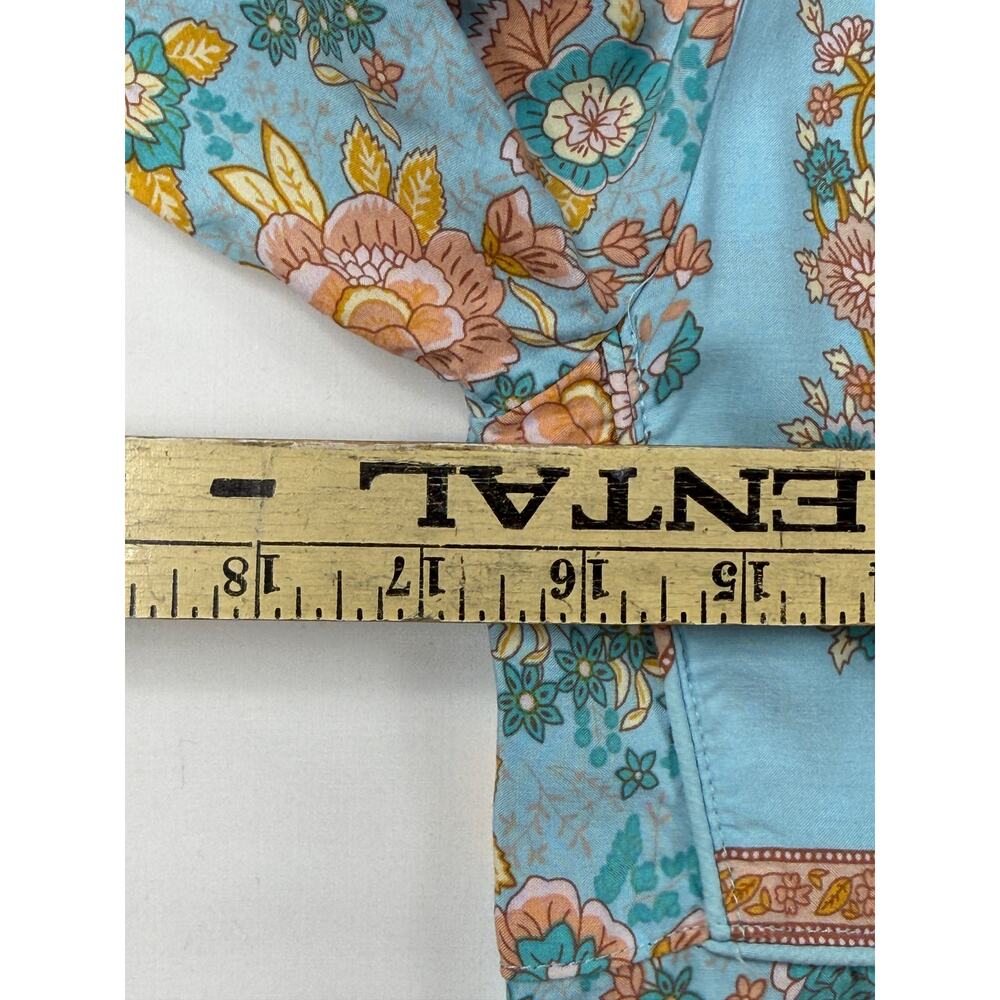 R.Vivimos turquoise and peach Sz 6 floral boho long-sleeve midi dress - Picture 11 of 12